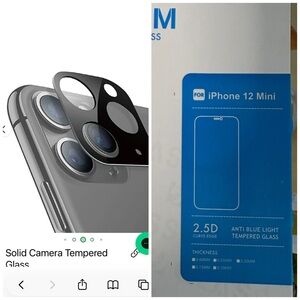 iPhone 12 mini anti blue light tempered glass & loopy camera lense protector new